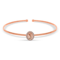 Modani 14K Rose Gold Marropino Morganite, Natural Pink Diamond Cuff Bracel (7.00 In) 3.65 Grams 1.00 ctw