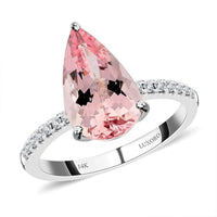 Luxoro 14K White Gold AAA Palmeiras Pink Morganite and I2 Diamond Ring 2.85 ctw