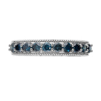 Luxoro 10K White Gold Blue Diamond Half Eternity Band Ring (Size 10.0) 1.00 ctw
