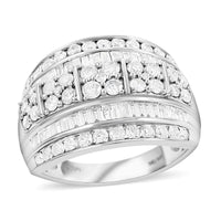 Doorbuster Diamond Cluster Ring in Platinum Over Sterling Silver (Size 10.0) 2.00 ctw