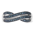 Doorbuster Blue Diamond (IR) Ring in Platinum Over Sterling Silver (Size 10.0) 0.25 ctw - Sticky add to cart bar