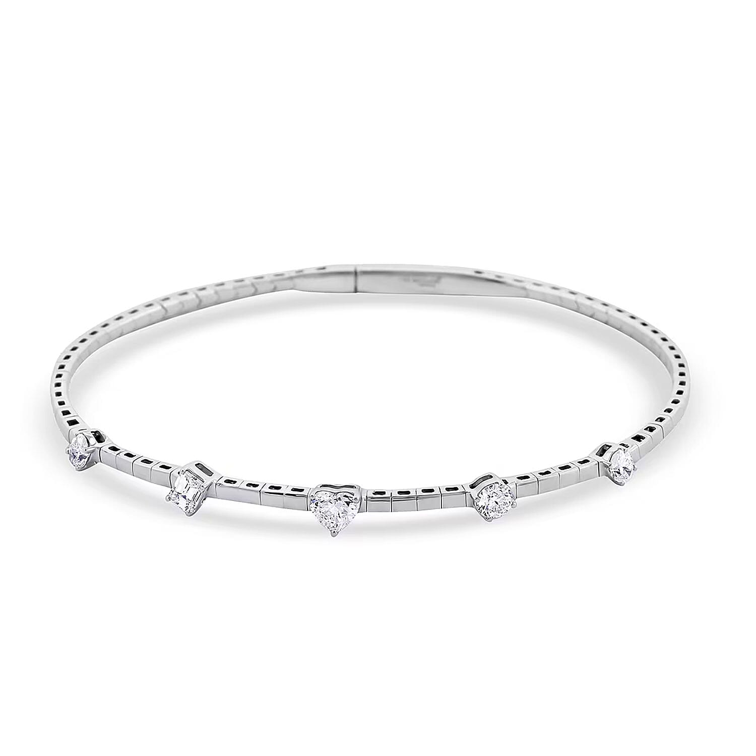 Modani E-F VS Diamond 1.00 ctw 7 Inch Bangle Bracelet in 18K White Gold With Total Metal Weight (8.20 g) Including Titanium Spring weight 0.60 g, Diamond Jewelry, Anniversary Gift For Her