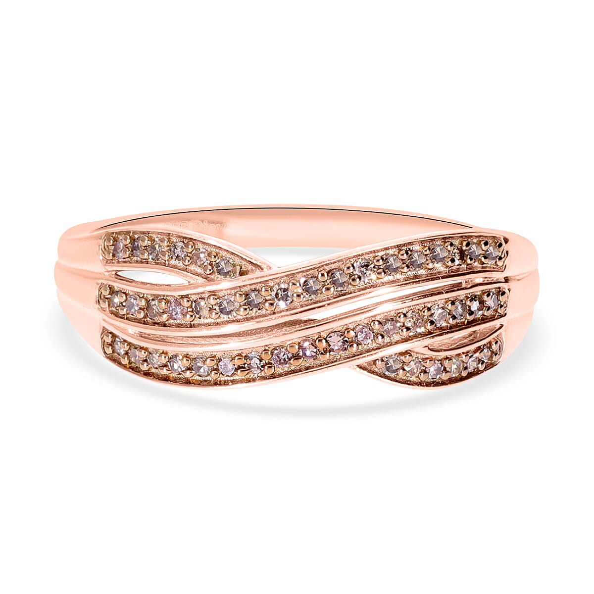 Natural Champagne Diamond Classic Infinity Ring in Sterling Silver