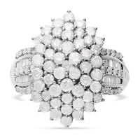 Doorbuster SGL Certified Luxoro 10K White Gold Diamond G-H I3 Cluster Ring (Size 10.0) 5.85 Grams 2.00 ctw