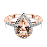 14K Rose Gold AAA Marropino Morganite, Diamond (I2) Ring (Size 9.0) 3.00 ctw