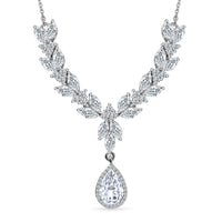 Moissanite Drop Necklace 18 Inches in Platinum Over Sterling Silver 7.25 ctw