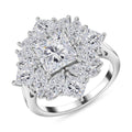 Moissanite Ring in Platinum Over Sterling Silver 5.15 ctw (Del. in 7-10 Days) - Sticky add to cart bar