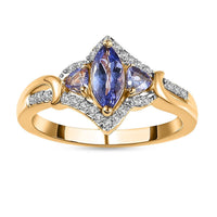 Tanzanite, White Zircon Ring in Vermeil YG Over Sterling Silver (Size 10.0) 1.00 ctw