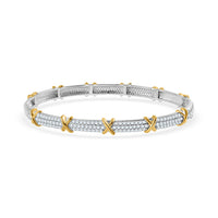 Moissanite Bangle Bracelet in Vermeil YG and Platinum Over Sterling Silver (7.50 In) 2.15 ctw