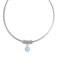 Aquamarine, Austrian Crystal Necklace (18-20 Inches) in Silvertone and Stainless Steel 15.95 ctw