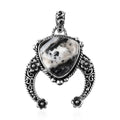 Artisan Crafted White Buffalo Squash Blossom Pendant in Sterling Silver 17.50 ctw - Sticky add to cart bar