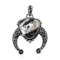 Artisan Crafted White Buffalo Squash Blossom Pendant in Sterling Silver 17.50 ctw