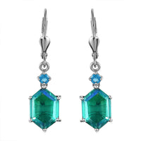 Peacock Quartz (Triplet) and Malgache Neon Apatite Lever Back Earrings in Platinum Over Sterling Silver 9.50 ctw