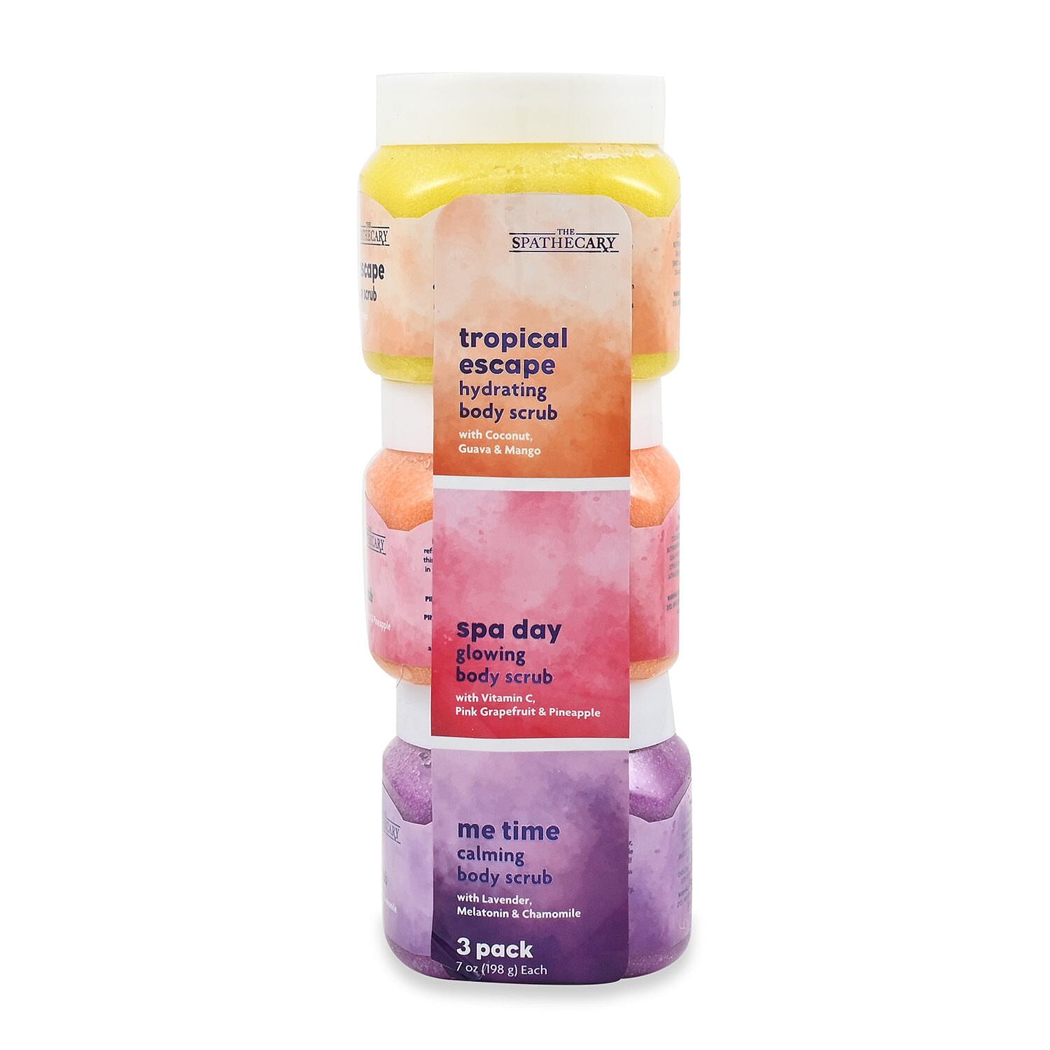 Spascriptions Spathecary 3-Pack Exfoliating Body Scrub Set - Tropical Escape, Spa Day & Me Time