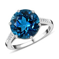 Certified and Appraised Luxoro 10K White Gold AAA London Blue Topaz and I2 Diamond Ring 6.35 ctw - Sticky add to cart bar
