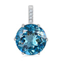 Certified and Appraised Luxoro 10K White Gold AAA London Blue Topaz and I2 Diamond Pendant 8.35 ctw - Sticky add to cart bar