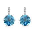 Certified and Appraised Luxoro 10K White Gold AAA London Blue Topaz and I2 Diamond Earrings 4.65 ctw - Sticky add to cart bar