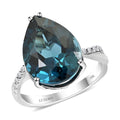 Certified and Appraised Luxoro 10K White Gold AAA London Blue Topaz and I2 Diamond Ring (Size 10.0) 10.85 ctw - Sticky add to cart bar