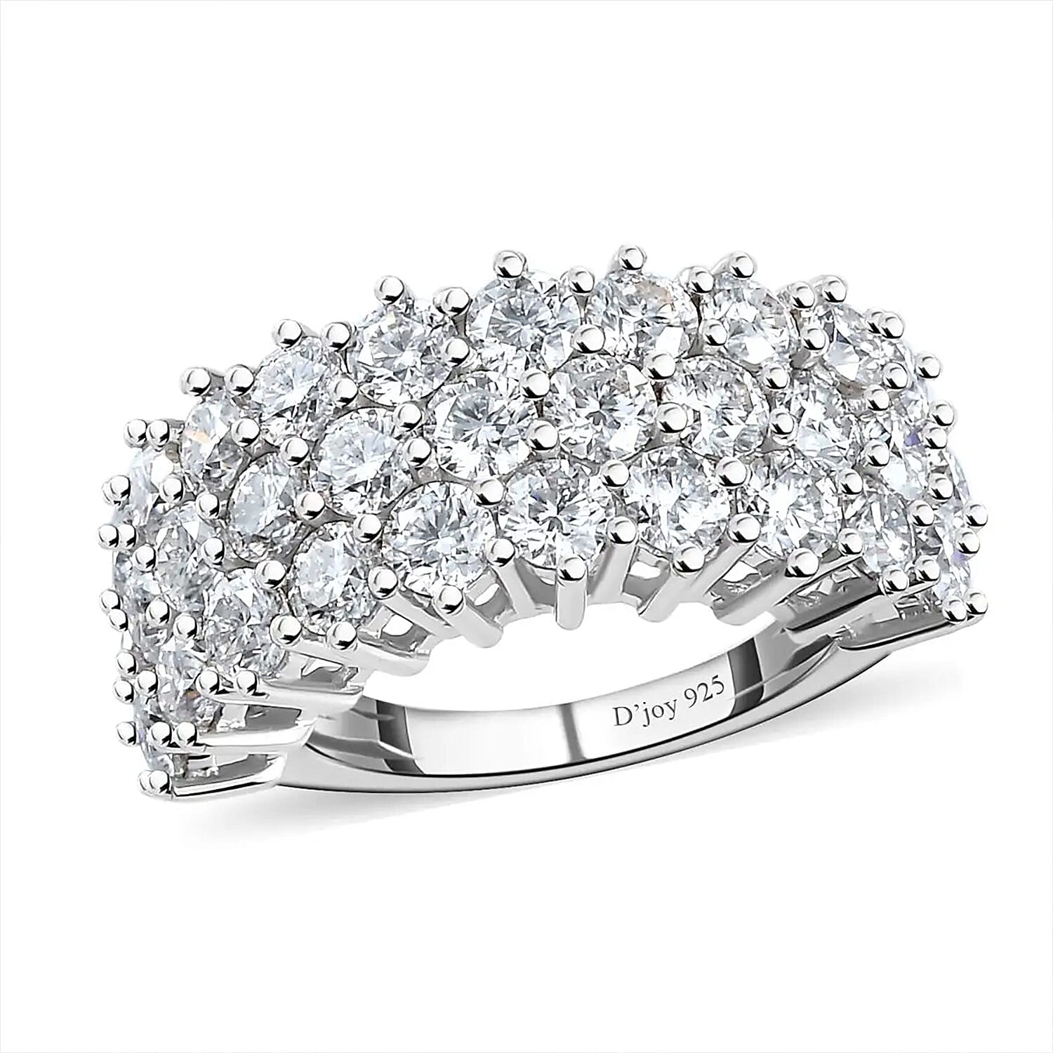 Doorbuster Moissanite Band Ring in Platinum Over Sterling Silver (Size 10.0) 3.25 ctw