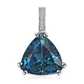 Certified and Appraised Luxoro 10K White Gold AAA London Blue Topaz and I2 Diamond Pendant 7.50 ctw - Sticky add to cart bar
