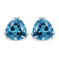 Certified and Appraised Luxoro 10K White Gold AAA London Blue Topaz Solitaire Stud Earrings 4.10 ctw - Sticky add to cart bar