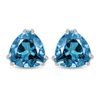 Certified and Appraised Luxoro 10K White Gold AAA London Blue Topaz Solitaire Stud Earrings 4.10 ctw