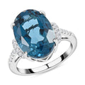 Certified and Appraised Luxoro 10K White Gold AAA London Blue Topaz and I2 Diamond Ring 7.35 ctw - Sticky add to cart bar