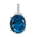 Certified and Appraised Luxoro 10K White Gold AAA London Blue Topaz and I2 Diamond Pendant 9.75 ctw - Sticky add to cart bar