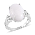Natural Jade Solitaire Ring in Rhodium Over Sterling Silver (Size 10.0) 11.35 ctw - Sticky add to cart bar