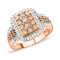 Champagne and White Diamond Art Deco Ring in Sterling Silver - Sticky add to cart bar