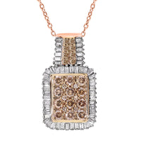 D'Joy Natural Champagne and White Diamond 1.00 ctw Pendant without Chain in Vermeil Rose Gold Over Sterling Silver