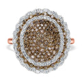 Natural Champagne and White Diamond Cluster Ring in Vermeil RG Over Sterling Silver (Size 6.0) 1.50 ctw - Sticky add to cart bar