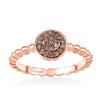 Natural Champagne Diamond 0.15 ctw Ring in Vermeil Rose Gold Over Sterling Silver (Size 10.0)
