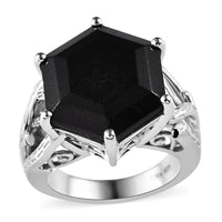 Black Tourmaline Solitaire Ring in Platinum Over Sterling Silver (Size 10.0) 16.35 ctw