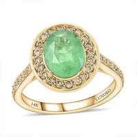 Certified & Appraised Luxoro 14K Yellow Gold AAA Kagem Zambian Emerald and G-H I2 Diamond Ring (Size 10.0) 4.10 Grams 2.25 ctw