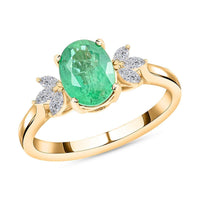 Certified & Appraised Iliana 18K Yellow Gold AAA Gemfield Emerald by Tony Diniz, Diamond (G-H, SI) (0.18 cts) Ring (Size 10.0) 1.35 ctw