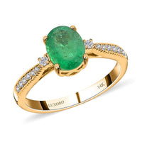 Certified & Appraised 14K Yellow Gold AAA Kagem Zambian Emerald and Diamond Ring