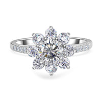 Moissanite1.89 ctw Ring in Platinum Over Sterling Silver (Size 5.5)