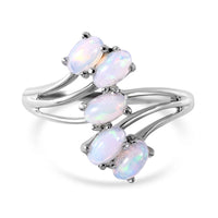Premium Ethiopian Welo Opal 5 Stone Ring in Platinum Over Sterling Silver 0.85 ctw