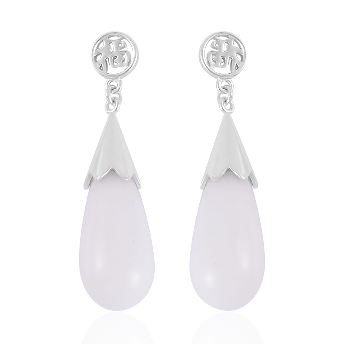 Natural Jade Drop Earrings in Rhodium Over Sterling Silver, Jade Jewelry, Gift For Her 34.75 ctw