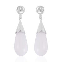 Natural Jade Drop Earrings in Rhodium Over Sterling Silver, Jade Jewelry, Gift For Her 34.75 ctw