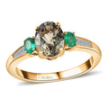 Doorbuster Deal Luxoro 14K Yellow Gold AAA Turkizite, Boyaca Colombian Emerald and G-H I3 Diamond Ring 2.25 ctw (Del. in 7-10 Days) - Sticky add to cart bar