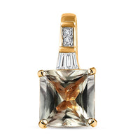 18K Yellow Gold Radiant Cut AAA Turkizite and G-H SI Diamond Pendant 2.00 ctw