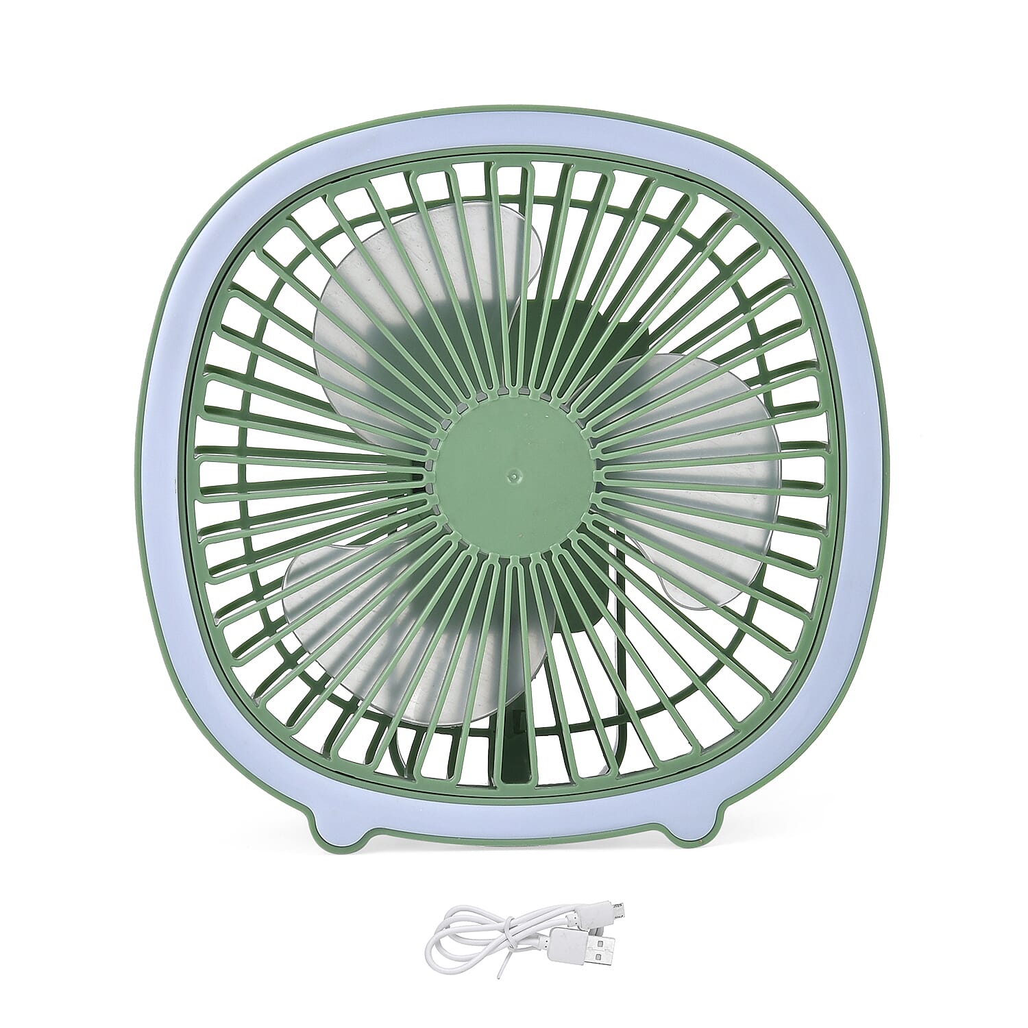 Green 2-in-1 Table LED Lamp and Desktop Fan With Type-c USB and 3 Speed Mode (5V/1.5A, 18650 Battery)