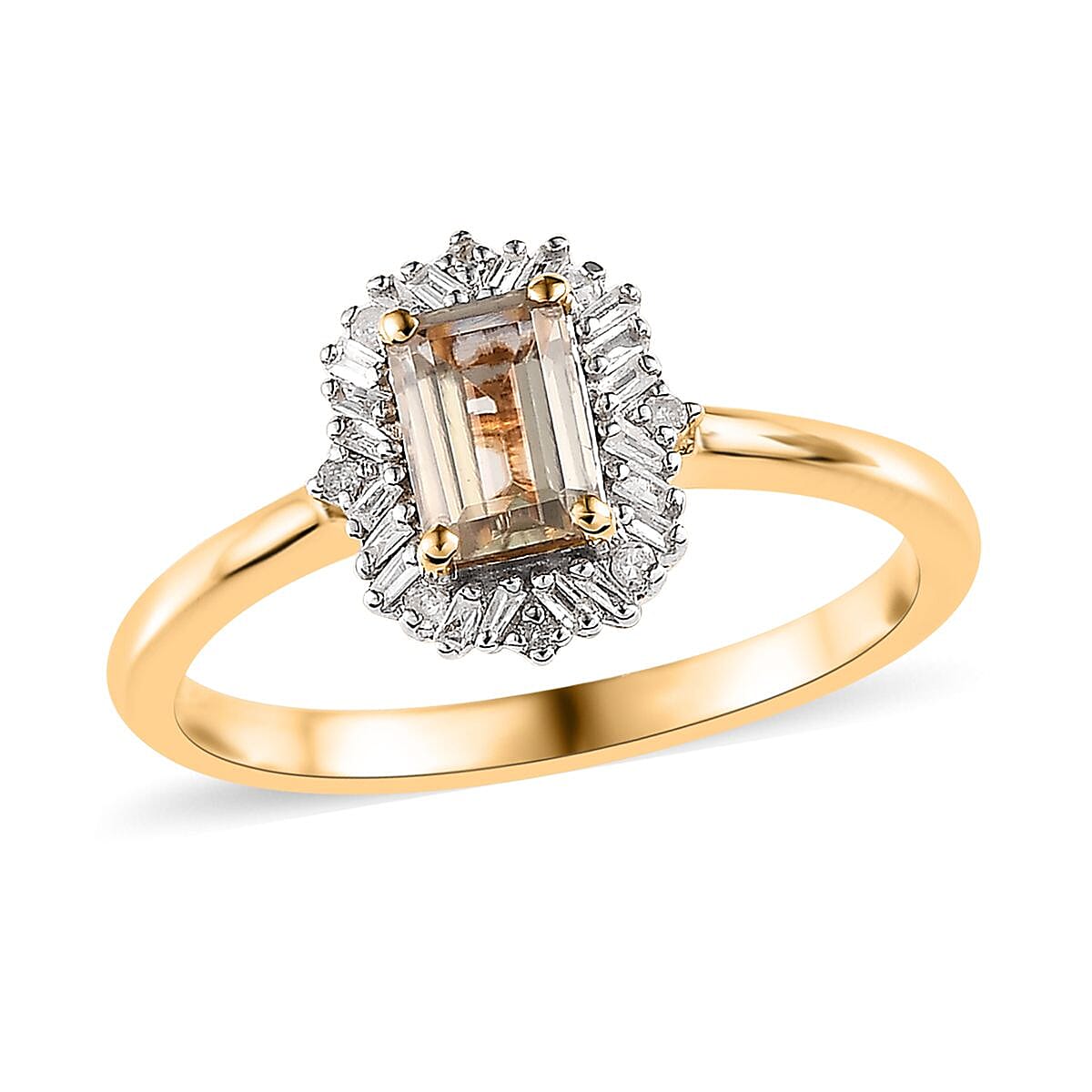 AAA Turkizite and Diamond Halo Ring in Vermeil Yellow Gold Over Sterling Silver 0.85 ctw (Del. in 5-7 Days)