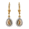 AAA Turkizite and White Zircon Lever Back Earrings in Vermeil Yellow Gold Over Sterling Silver 1.30 ctw - Sticky add to cart bar