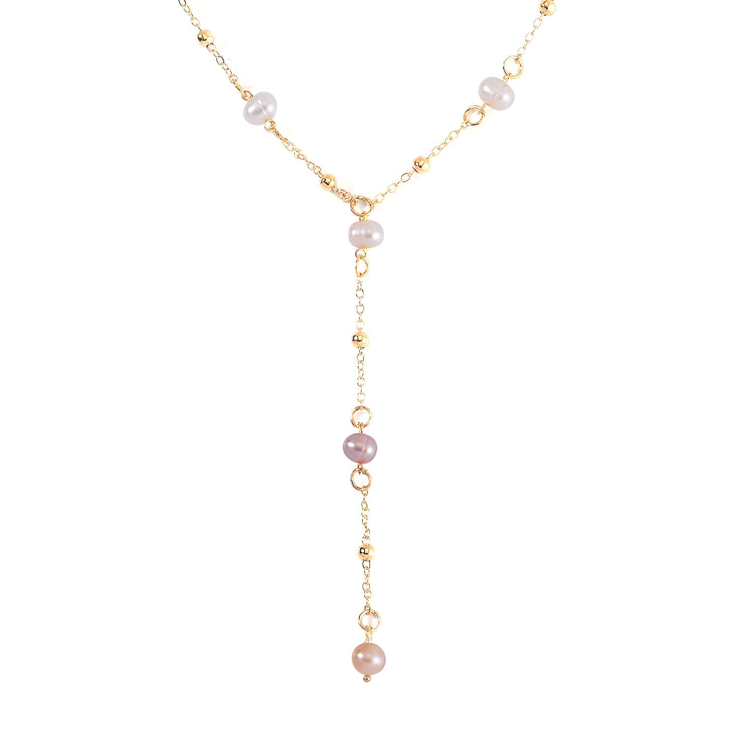 Multi Color Freshwater Pearl Necklace 22 Inches in Goldtone