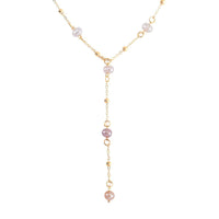 Multi Color Freshwater Pearl Necklace 22 Inches in Goldtone