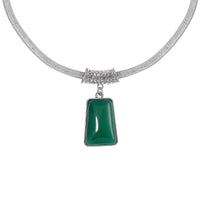 Green Aventurine 57.00 ctw Necklace in Silvertone Alloy 18 Inches