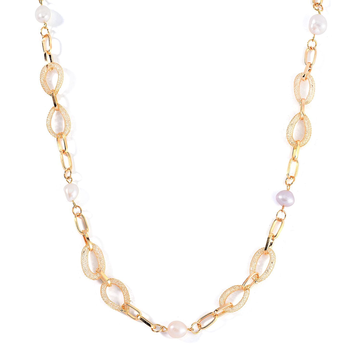 Multi Color Freshwater Pearl and Austrian Crystal Necklace 20 Inches in Goldtone